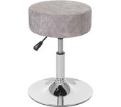 Tocador regulable en altura taburete de maquillaje ø 35cm ante sintético gris vintage 04_0005329