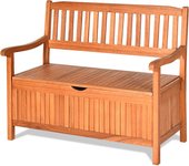 Banco para jardín, garden bench con almacenamiento, banco exterior, 2 plazas con respaldo ergonómico y asiento cómodo, banco de intemperie para