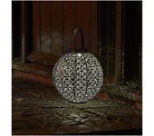 Farol solar damasco metálico calado bronce energía solar atmósfera oriental