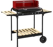 Parrilla de carbón metálica para barbacoa ahumadora con ruedas, rejilla de altura regulable,parrilla de carbón,terraza, 103x47x95 cm