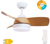 Ventilador 3 aspas de techo con luz ø76cm color blanco/haya motor dc