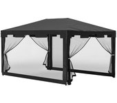 Carpa de jardín outsunny metal, pe gris oscuro 395x295x255 cm
