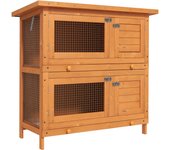 Conejera de madera exterior pawhut madera de abeto, metal, asfalto madera natural 90x45x90 cm