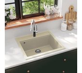 Vidaxl fregadero de cocina de granito con un seno beige