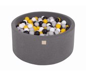 Meowbaby piscina de bolas, round seca para niños, gris oscuro : gris/blanco/negro/amarillo, 300 pcs, 90x40cm