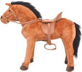 Vidaxl caballo de juguete de peluche con montura marrón 60x64 cm