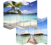 Biombo separador de ambientes de 5 paneles 180x200 cm patrón de playa par04005