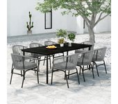Conjunto de comedor de jardín vidaxl 9 piezas gris