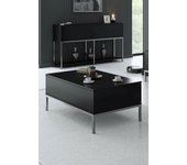 Mesa de café antares, mesa de centro baja, revistero para sofá, estante de la sala de estar, 90x60h40 cm, negro y plata