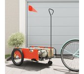 Remolque para bicicletas tela oxford y hierro naranja y negro