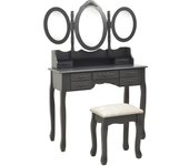 Tocador mesa de maquillaje mueble de diseño mueble de dormitorio con taburete y espejo 90 x 40 x 146 cm p 02_0006270
