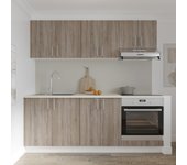 Set de cocina haaus karo v10, stejar sonoma inchis/alb, plan de travail thermo 28 mm, l 200 cm