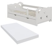 Vitalispa cama infantil jessica, blanco, 70x140 cm con cajón y colchón