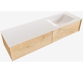 Mondiaz lush 150cm mueble de baño color washed oak con 2 cajones. con lavabo cloud derecho sin orificios color talc