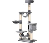 Árbol rascador para gatos pawhut gris 60x40x154 cm