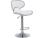 Taburete de bar silla de bar regulable en altura con reposapiés en sintético blanco y metal 10_0000078
