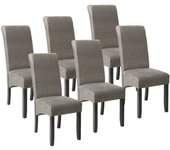 Juego de 6 sillas con patas negras, asiento salón, cocina comedor, elegante diseño cuadrado, gris 08_0000088