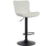 Taburete de bar x1 pespunte decorativo pie de trompeta regulable en altura en metal negro asiento en tela 10_0004865