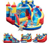 Trampolín inflable, inchable infantil interior exterior, cosido de material extra rueso, ninos adecuado de 3 a 12 años, con tobogán, zona de salto,
