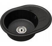 Fregadero cocina negro 37,5x37,5cm, fregadero granito 1 seno + sifón