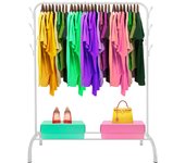 Perchero burro premium rack 1 stand nyana home 148x110x41cm, 2 barras para colgar, 1 balda inferior blanco.