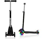 Scooter infantil con 3 ruedas iluminadas led, altura ajustable, regalo para niños, color negro