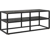 Mueble para tv negro con vidrio de mármol negro 100x40x40 cm