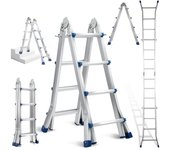 Escalera telescópica 4x4 nivel plateado + escalera extensible multifuncional de aluminio escalera extensible