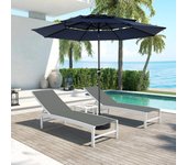 Sombrilla rectangular grande de 45,7 m con doble cara y manivela (azul marino)