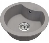 Fregadero cocina gris 48,8x48,8cm, fregadero granito 1 seno + sifón