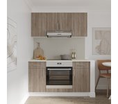 Set cocina haaus karo set, roble sonoma oscuro/blanco, encimera thermo 28 mm, l 140