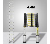 Escalera telescópica escalera extensible hasta 150 kg escalera estable de tijera de aluminio de 4,4 m