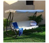 Balancin cama jardin 3 plazas con toldo
