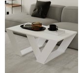 Mesa de café jed, mesa de centro baja, revistero para sofá, estante de la sala de estar, 110x60h40 cm, blanco