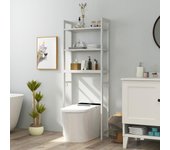 Estantería de baño, estantería para lavadora con 3 estantes y 3 ganchos extraíbles, estantería para baño, cuarto de baño, 63x26,5x170cm(blanco)