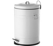 Cubo basura de pedal retro redondo metálico de zinc galvanizado blanco de 20 litros