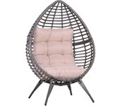 Sillón de exterior de ratán outsunny ratán, acero, algodón, pp gris 101x89x156 cm