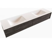 Mondiaz lush 180cm mueble de baño color dark brown con 2 cajones. con lavabo cloud doble sin orificios color talc