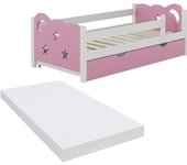 Vitalispa cama infantil jessica, rosa/blanco, 70x140 cm con cajón, con colchón