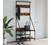 Vidaxl perchero con zapatero roble ahumado 80x40x184 cm