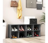 Banco zapatero de 8 cubos, banco entrada recibidor 3 niveles, unidad de almacenamiento multifuncional, organizador, carga 230kg, 102x30x41cm (gris)