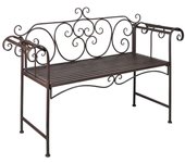 Banco de jardín muebles de exterior para terraza terraza 132 x 46 x 85 cm acero antiguo marrón 02_0011237