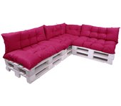 Conjunto de 7 cojines para palets, 3x asiento 120x60 y respaldo 120x40cm, conjunto de cojines para muebles de jardín rosa, cojín de jardín