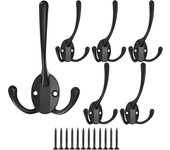 (6 piezas) perchero de pared con tres ganchos y tornillos para toallas, baño y cocina.