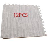Tapetes de espuma con veta de madera, tapetes de puzle para el hogar, losetas de espuma eva para dormitorios, 30 x 30 cm, grises, 12 piezas