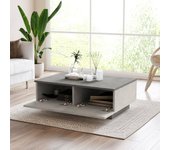 Mesa de café ay, mesa de centro baja, revistero para sofá, estante de la sala de estar, 90x60h32 cm, plata y antracita