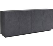 Aparador apollo, aparador de cocina de 4 puertas, buffet de salón, 100% made in italy, 200x43h86 cm, pizarra