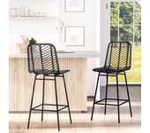 Taburetes de bar juego de 2 negro con reposapiés 42.5cmx52cmx102cm diseño práctico patas de acero para salón y comedor