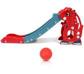 Tobogán infantil bebé 145 cm tobogán de jardín 4 en 1 tobogán de baloncesto rojo