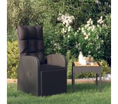 Vidaxl sillón reclinable de jardín con cojín ratán sintético negro